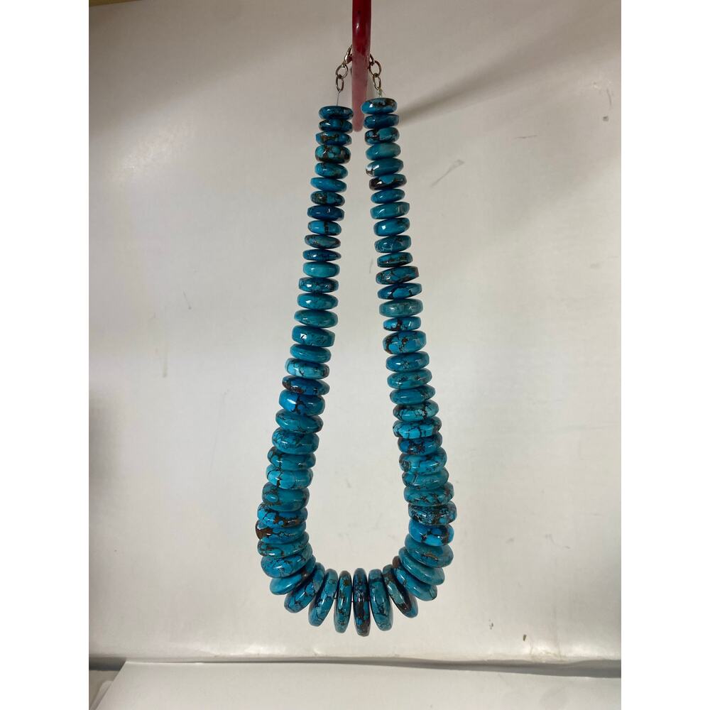 Graduated Blue Turquoise NuggetsNecklace and Braclet - Picture 3 of 10